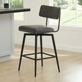 thumbnail image 3 of CHITA Swivel Counter Height Bar Stool Chairs Set of 2, 27.4" Faux Leather Upholstered Counter Stools with Back and Metal Frame, Retro Gray, 3 of 11