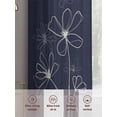 thumbnail image 6 of Navy Blue Sheer Curtains 54 Inch Length 2 Panels Set - Light Filtering Window Treatments, Spring Flora Rod Pocket Semi Curtains for Living Room/Bedroom/Kitchen Décor, 104"W x 54"L, 6 of 7