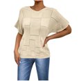 thumbnail image 1 of Blusas de Encaje de Manga Corta con Capucha de Cuello Redondo, 95% Poliéster 5% Spandex Camiseta Superior, 1 of 6