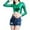 Green, variant on Womens Tops Long Sleeve Performance V Neck Stage Show Glamour Shiny Petite Tops,Silver,XL