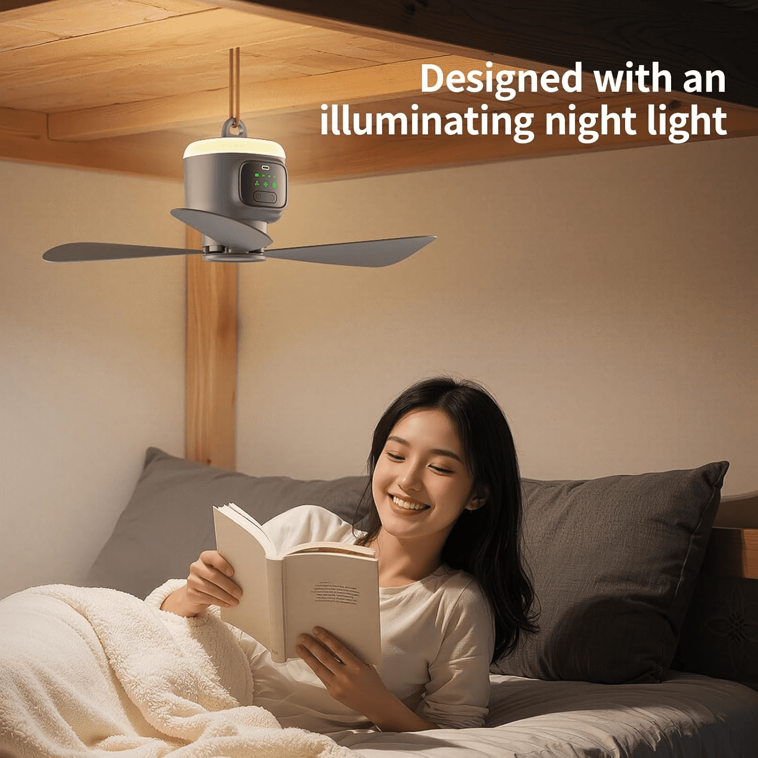 18-inch Battery Powered Ceiling Fan with Remote & Light, Cordless Tent Fan for Camping Accessories & RV Essentials, 12000mAh Rechargeable Hanging Fan for Outdoor Patio, Gazebo, and Garage Cooling