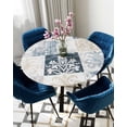 thumbnail image 5 of nqOlkjepod Abstract Floral Check Round Tablecloth, Fitted Table Cover with Elastic for 45"-54" Round Tables, Vintage Checkered Flowers Table Cloth Outdoor Indoor Dinning Party Waterproof Tablecloths, 5 of 6