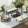 thumbnail image 7 of 6-Pcs Aluminum Patio Furniture Set with coffee table Outdoor Conversation Sofa Set include adjustable 3-seater Sofa, 2 Hydraulic Chair , 2 Ottoman for Balcony, Garden, Poolsid （Brown）, 7 of 7