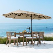 Elecwish 13ft Outdoor Patio Umbrella, Double Sided Market Rectangle Umbrella with Crank Handle,Large Sun Shade for Outside Deck,Backyard,Garden