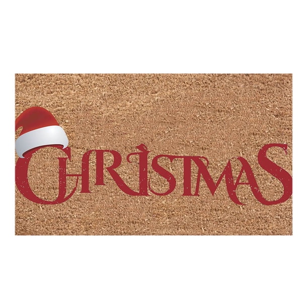 Felpudo navideño antideslizante para puerta de cocina y baño, 50 x 80 cm | Material de hinojo que raspa el barro | Felpudo lavable a máquina para interior y exterior