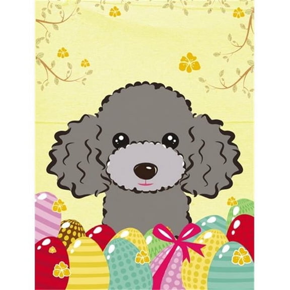 Silver Gray Poodle Easter Egg Hunt Flag Garden