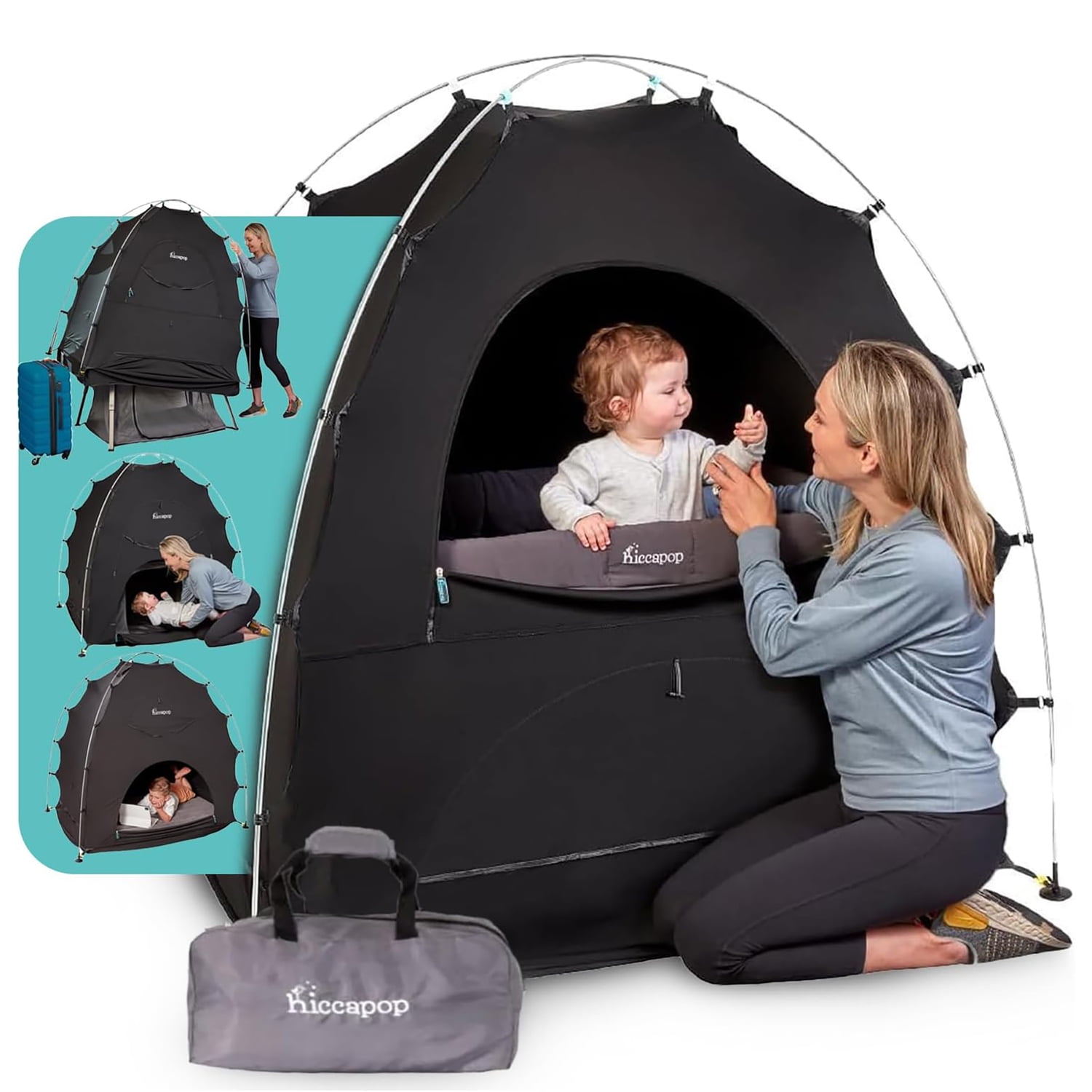 Hiccapop Blackout Tent for Pack and Play, Portable Crib Tent, Blackout Canopy Cover, Sleep Pod for Kids, Pack and Play Blackout Cover and Tent