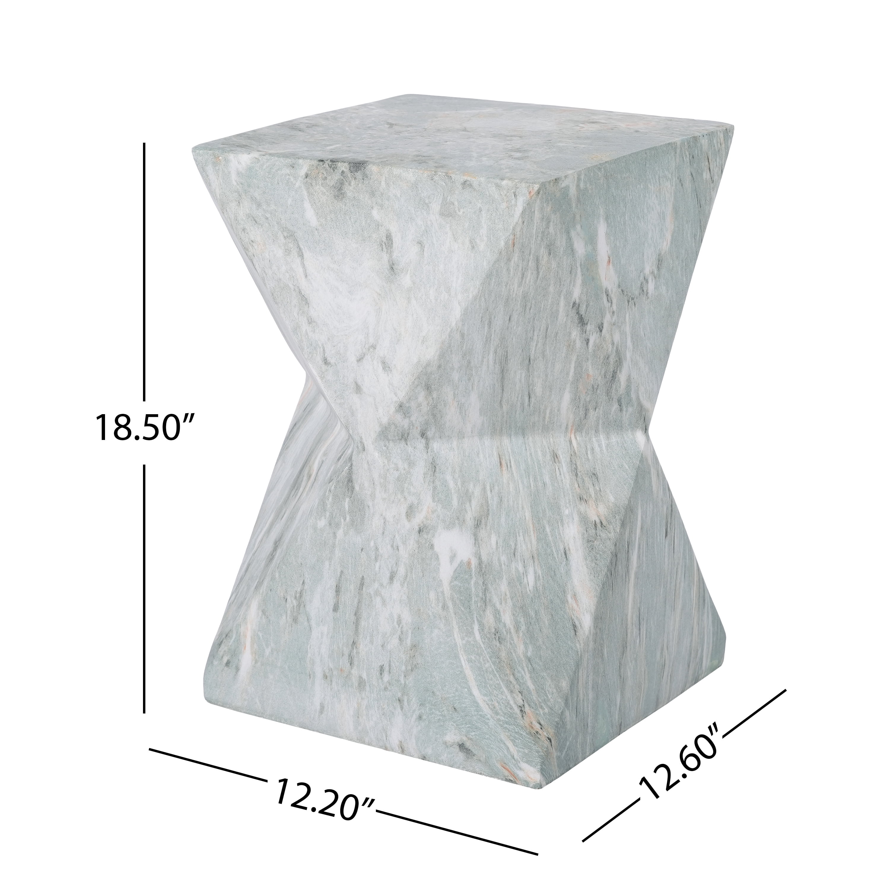 Mintazer 18.5"H Modern Geometric Hourglass MGO Side Table, Indoor & Outdoor Sculptural Accent End Table Plant Stool for Living Room Bedroom Patio Garden, Green