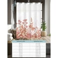 thumbnail image 6 of No Hook Shower Curtain with Snap in Liner Fall Pink Flowers Shower Curtain -Fabric Waterproof Inner Liner, Watercolor Leaves Shower Curtains Washable 60"x72", 6 of 9