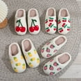 thumbnail image 7 of GHSOHS Plush Cherry Slippers for Women Men Cute Cartoon Home Shoes Comfortable Soft Cotton Fuzzy Slippers Indoor Outdoor Flat Slides, 7 of 7