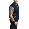 thumbnail image 2 of G-Style USA Men's Letterman Baseball Varsity Jacket VJ100A - NAVY/TAUPE - Large, 2 of 6