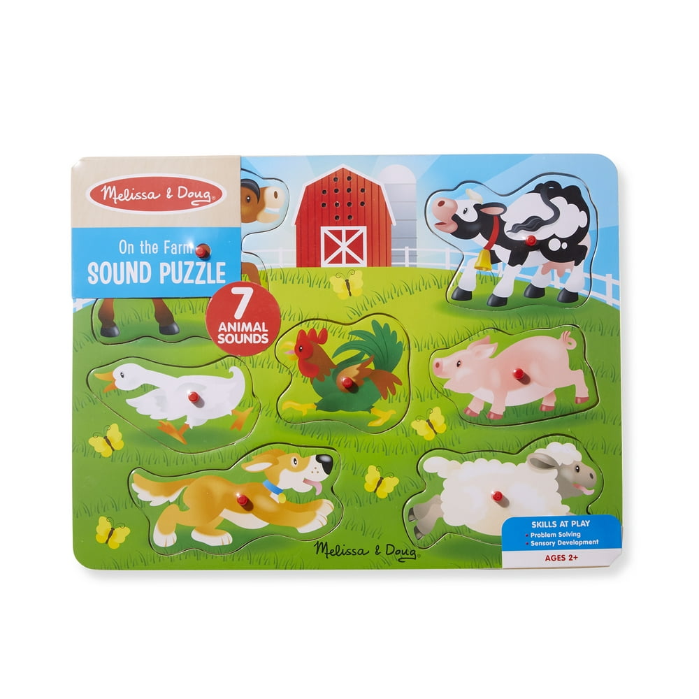 Melissa & Doug Wooden 7Piece On the Farm Sound Puzzle