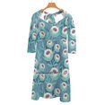 thumbnail image 4 of Sugar Cookie Blossoms Robe Évasée Col Carré Robe Élégante Mode Féminine Imprimée Fleurs Florales Jam Cookies, 4 of 5