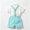 thumbnail image 4 of Grblisyd Boys Pants Sets Short Sleeve Shirt + Shorts + Bow Tie + Suspenders Kids Gentleman Outfits, 4 of 8