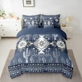 thumbnail image 2 of Manfei Retro Boho Aztec Bedding Comforter Set 7pcs for Women, Chic Tribal Abstract Ombre Queen Bedding Sets, Hippie Cactus Botanical Reversible Queen Sheet Sets, Lightweight Room Decor, 2 of 7