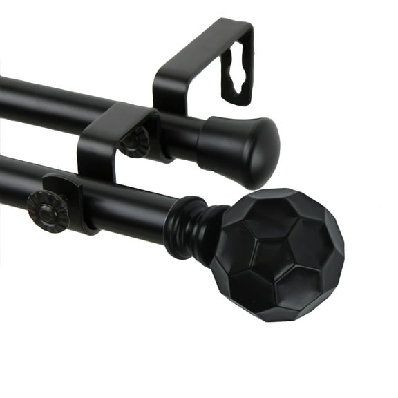 Domovina Reid 13/16-inch Double Curtain Rod-Color:Black,Size:28-48"