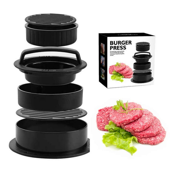 3-in-1 Burger Press Hamburger Patty Maker with 100 Burger Papers