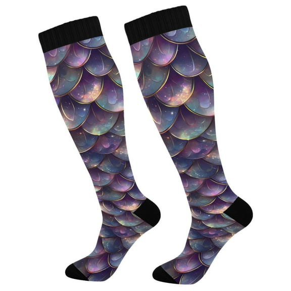 joogoo Scales Purple Compression Socks Women Men Knee High Sock