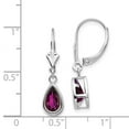 thumbnail image 5 of 14K White Gold 8X5mm Pear Rhodolite Garnet Leverback Dangle Earrings, 5 of 5