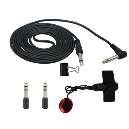 Universal String Instrument Pickup Set with Pickup + 6.35mm Audio Cable + 2pcs 6.35mm to 3.5mm Adapters + Metal Clip for Guitar Violin Ukulele Musical Instrument (Best Guitar Pickups For Metal)