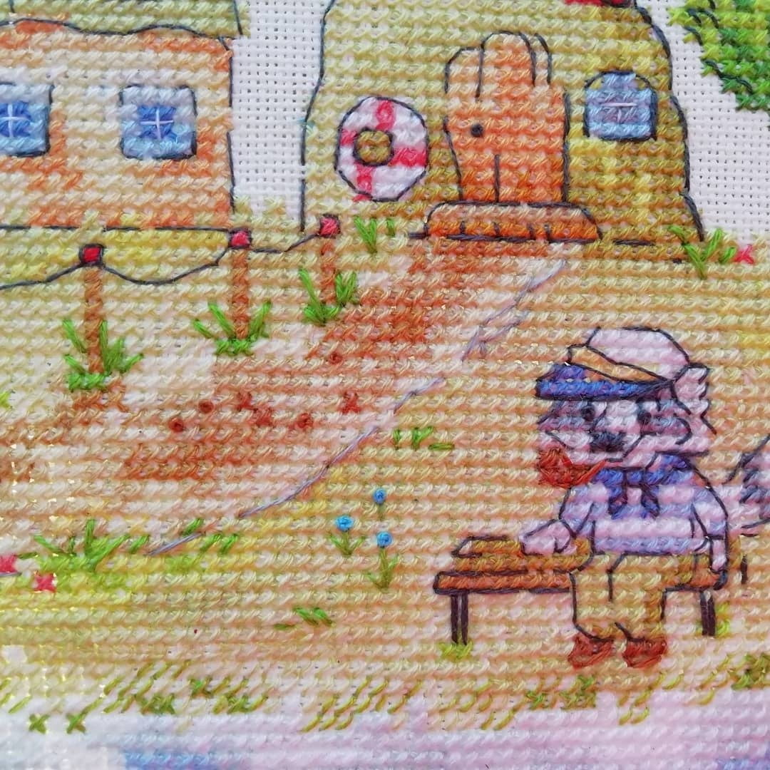 Counted Cross-Stitch Kit Lighthouse Keeper RZ-34 Needlework Easy Small Forest House By NeoCraft Green Blue Canvas Cotton