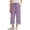 Purple, variant on Girls High Waist Striped Culottes Casual Summer Pants with Pockets Comfortable Straight Leg Trousers for Kids (Pink Size 9-10 Years)