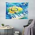thumbnail image 1 of Music Tapestry, Stained Glass Style Composition of Clef Notes and Keyboard in Summer Tones, Fabric Wall Hanging Decor for Bedroom Living Room Dorm, 5 Sizes, Blue Yellow and Green, by Ambesonne, 1 of 1