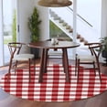 thumbnail image 4 of Round Area Rug 5ft,Farmhsoue Christmas Red White Buffalo Check Washable Carpet Non-Slip Runner Accent Rugs Indoor Floor Mat for Bedroom Living Room Decor,Rural Style, 4 of 9