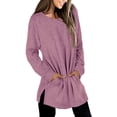 thumbnail image 4 of Suéteres para Mujer Manga Larga Cuello Redondo Color Sólido Tops de Moda Fokelyi WRMH-137-3, 4 of 5