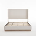 thumbnail image 6 of Noble House Hosford Queen Canvas Upholstered Wingback Bed, Wood Base Platform Bed with Wingback Headboard, Ivory, 6 of 10