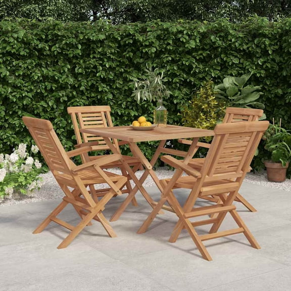 vidaXL Garden Dining Set Natural Teak Solid Teak Wood Medium Foldable