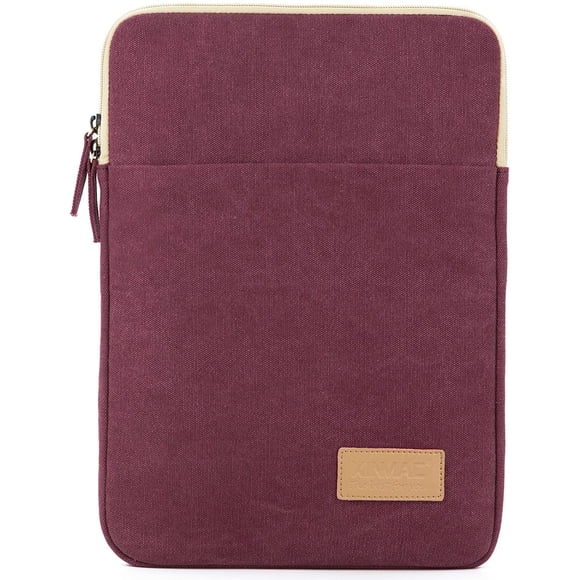 Kinmac Wine Red Water Resistant Canvas Vertical Style 15 inch Laptop Sleeve with Pocket for 15 inch to 15.6 inch Laptop