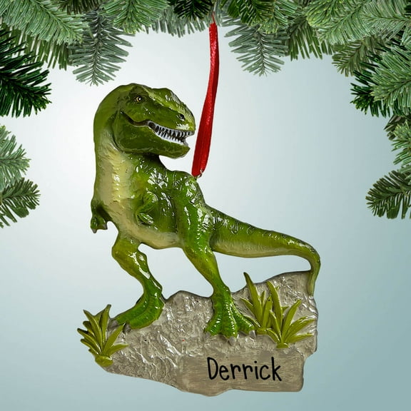 Green T-Rex - Personalized Christmas Ornament - Dinosaur - Perfect Stocking Stuffer - Great Gift Ideas