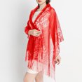 thumbnail image 2 of SWSMCLT Women's Lace Fringe Wrap Scarf for Evening Dresses Satin Shawl and Wraps Pashmina Wedding Bridal Party Elegant Soft Scarves Red One Size, 2 of 4