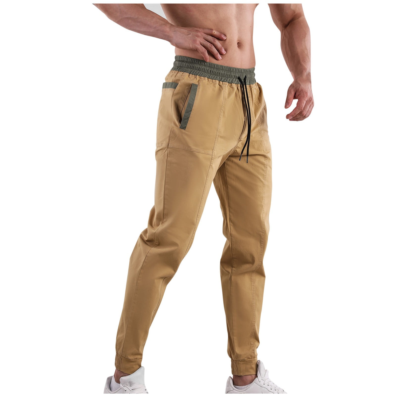 Htigea Clearance 2024 Mens Cargo Pants Elastic Waisted Drawstring Sweatpants Skinny Taper Pants Comfort Breathable Workout Bottoms with PocketXS,S,M,L,XL