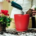 thumbnail image 5 of Flower Pots 10 inch, Modern Large Round Ceramic Planter with Drainage Hole, Housewarming Gift for Plant Lovers, for Indoor Trees, Glossy Red, 5 of 7