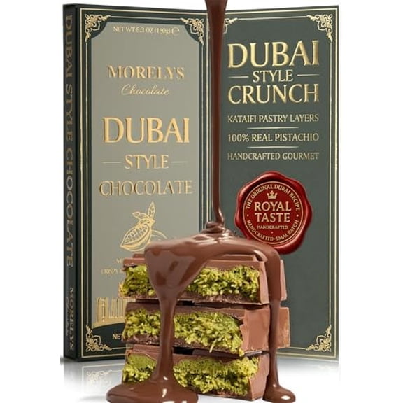 The Original Dubai Chocolate Pistachio Knafeh & Kataifi Chocolate Bar – Handcrafted Rich Milk Chocolate with Turkish Pistachios, No Artificial Color