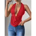 thumbnail image 3 of Women's Sexy Halter Going Out Top Open Back Deep V Neck Sleeveless Vest Tank Tops Party Clubwear, 3 of 6