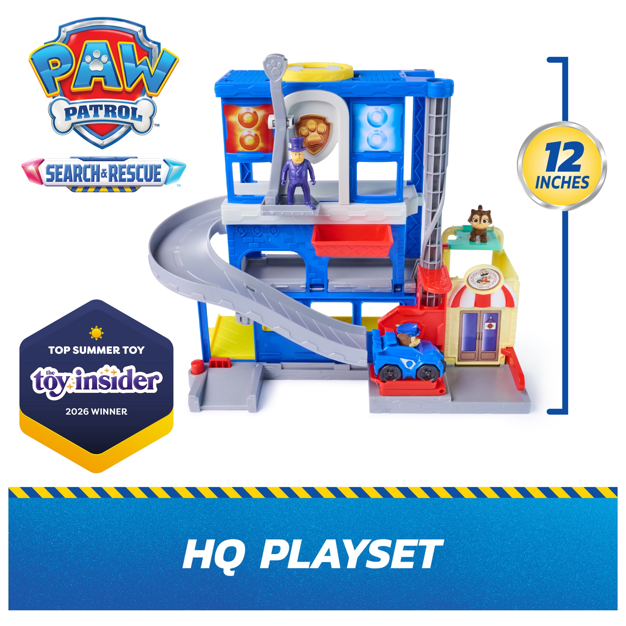 PAW Patrol: Pup Squad, Search & Rescue HQ Playset with Chase Pup Squad Racer & 2 Figures