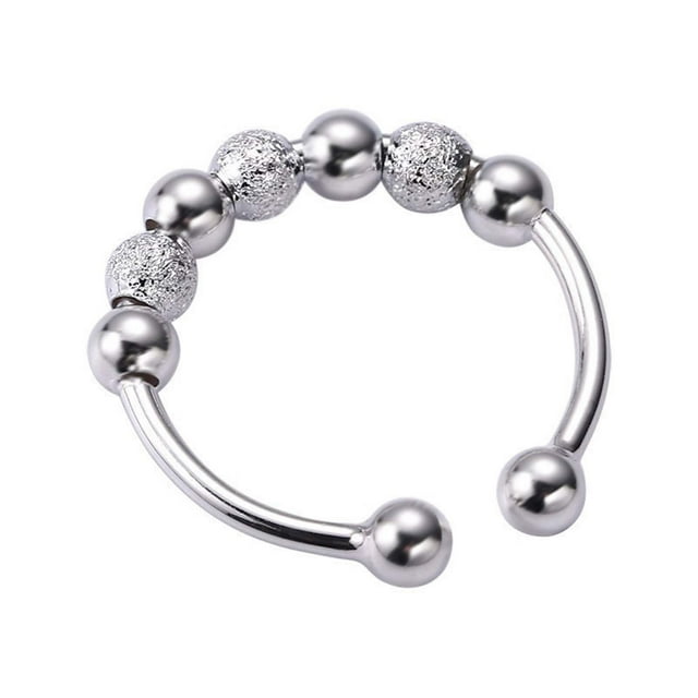 Anillos para Aliviar La Ansiedad para Hombres y Mujeres, Ajustables, con Cuentas Abiertas para Los Dedos, Joyería Antiansiedad, Anillo de Aleación con Cuentas Giratorias, Anillo Calmante para Adolesc