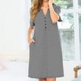 thumbnail image 5 of JLFKNG Women's Maternity Dresses Fashion Striped Sleepwear Dress Solid Color Nightgown Pregnancy Gown For Breastfeeding Comfy Womens Sundress, 5 of 5