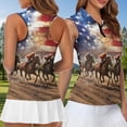 thumbnail image 5 of Aplkyhs American Flag Matching Golf Shirts for Couple Horse Racing Fit Plain Women Sport Cloth Golf Tennis Tank Top Racerback Design Golf Shirt Keep Cool in Hot Weather Quick Dry, 5 of 6