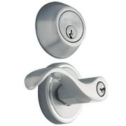 Brinks Keyed Entry Locking Door Lever and Deadbolt Lock, Satin Nickel