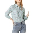 thumbnail image 6 of MODA NOVA Junior's Long Sleeve Button Down Ditsy Floral Shirt Blue M, 6 of 6