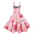 thumbnail image 4 of LWavelet 2026 Valentine's Soft Vibe Valentine Sundress, Spaghetti Strap Heart Print Fitted Waist Flared Dress Pink M, 4 of 4