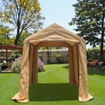 thumbnail image 6 of Olurrisa 7x12ft Outdoor Portable Gazebo Storage Shelter Shed with 2 Roll up Zipper Doors & Vents Carport for Motorcycle Waterproof and UV Resistant Anti-Snow Portable Garage Kit Tent, Sand, 6 of 7