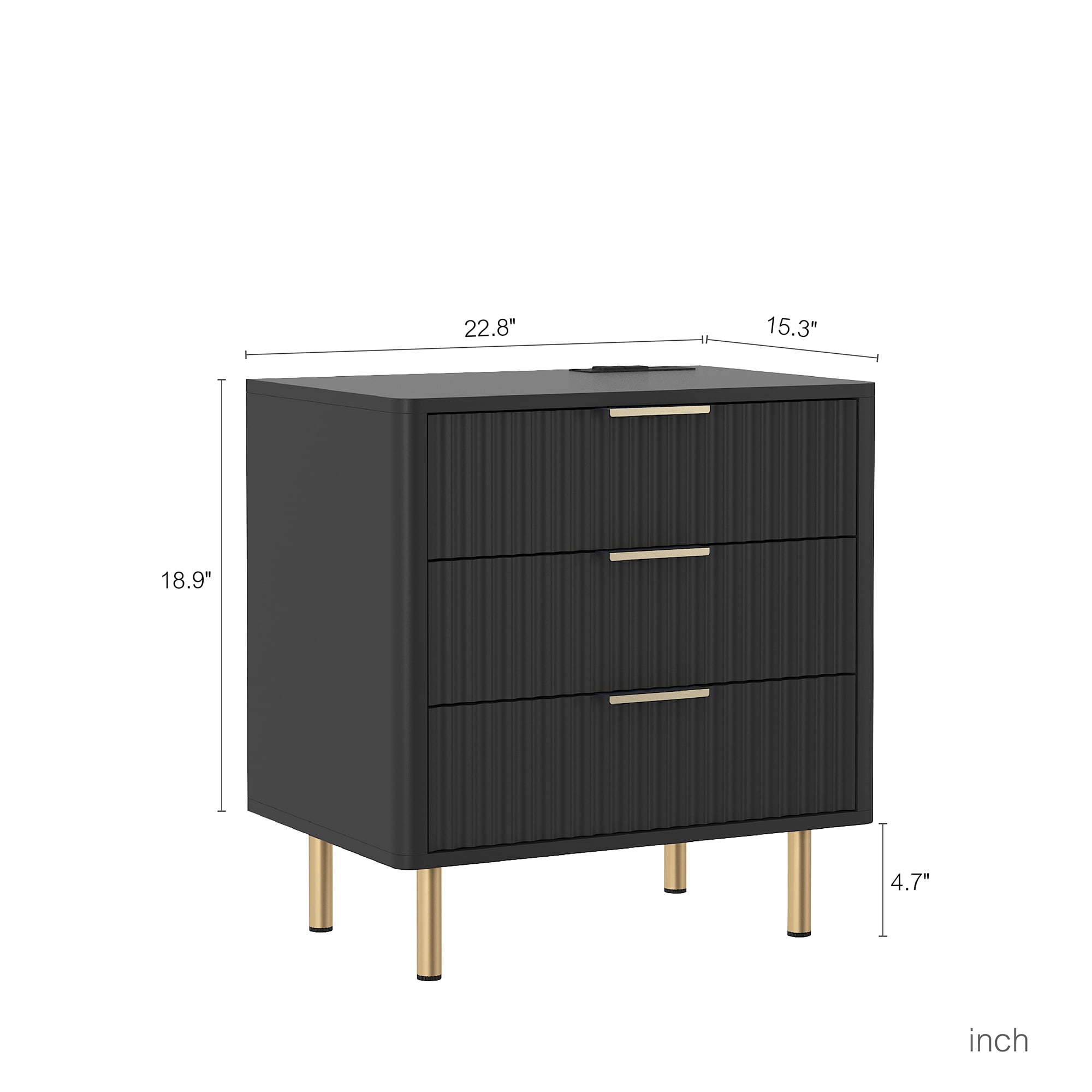 Nightstand with Charging Station, Smart Nightstand with Night Light, Modern Night Stand with Storage Cabinet for Bedroom