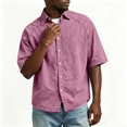 thumbnail image 4 of Kalauyu 3/4 Short Sleeve Button Down Shirts for Men Turn Down Collared Sleeve Casual Loose Tops Soft Lightweight Vacation Fashion Shirts, 4 of 5
