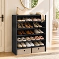 thumbnail image 4 of Costway 3 PCS Stackable Shoe Rack 31-Inch Horizontal Organizer 2-tier StorageShelf Black, 4 of 8