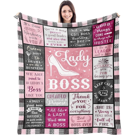 Boss Lady Gifts for WomenThrow Blanket 60"X50", Best Boss Gifts for Women, Christmas Birthday Appreciation Thank You Gifts for Boss Woman Female